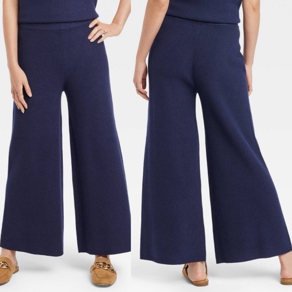 *Set of 2* High-Rise Ribbed Sweater Wide-Leg Pants - Picture 5 of 7